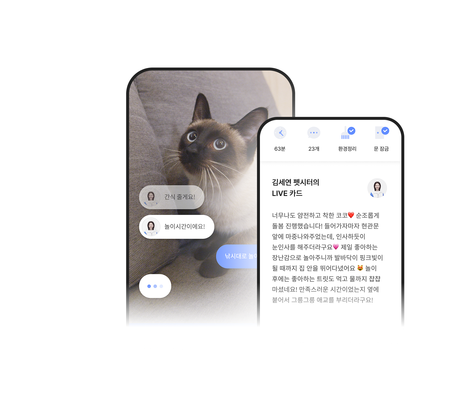 와요 방문 펫시터 앱 LIVE 돌봄 일지