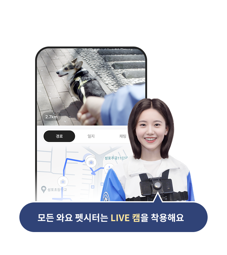 모든 와요 펫시터는 LIVE캠을 착용해요